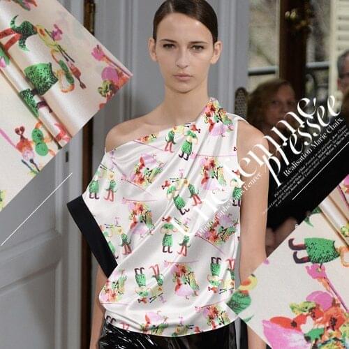 100x105cm natural mulberry silk printed satin fabric by meter soft garment shirt spandex fabric for dress cloth material