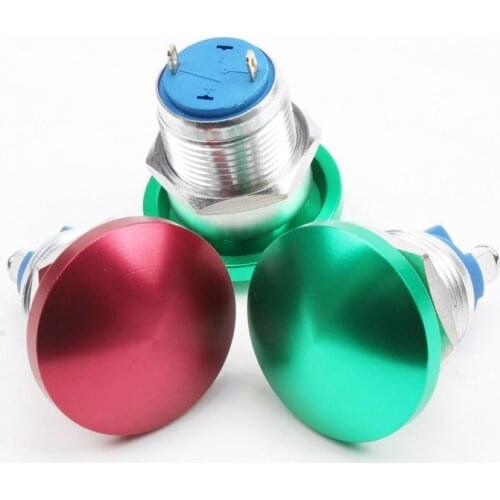 16mm Mushroom Type Metal Push Button Switch Waterproof Self-reset/Momentary Colour Screw/Welding Pin