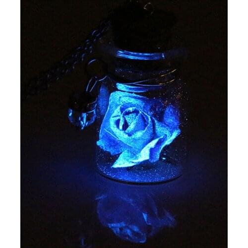 2020 New Arrivals Glow in The Dark Jewelry Glowing Flower Delicate Necklace Mini Glass Wishing Bottle Pendant Necklaces Beads