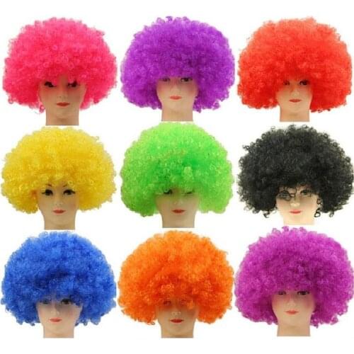 50pcs Clown Fans Carnival Wig Cosplay Circus Funny Fancy Dress Stage Joker Adult Child Costume Hair Wig Festive Prop