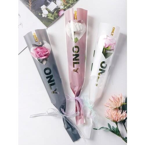 50pcs Only Letters Single Bag Rose Flower Packaging Matte Small Bouquet Wrapping Plastic Bag