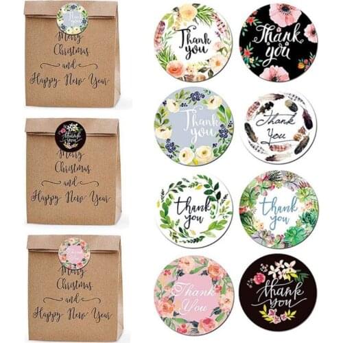 500pcs 8 Designs Flower Thank You Stickers Wedding Favors Party Handmade Labels C5AE