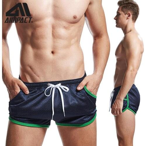 AIMPACT 2021 Athletic 3 inch Booty Shorts Workout Gym Sexy Swimwear for Men Marathon Running Sleepwear AM2803