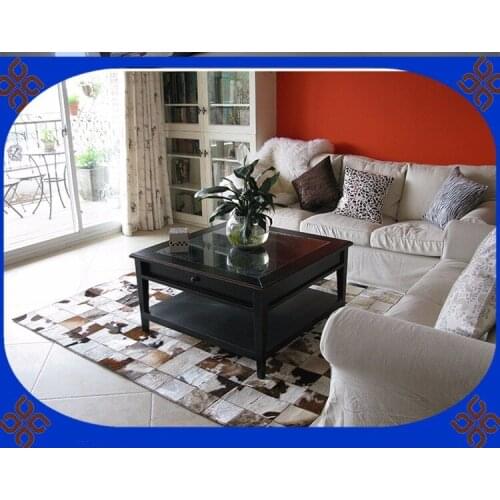 Free shipping 100% natural genuine cowhide woven plastic rugs