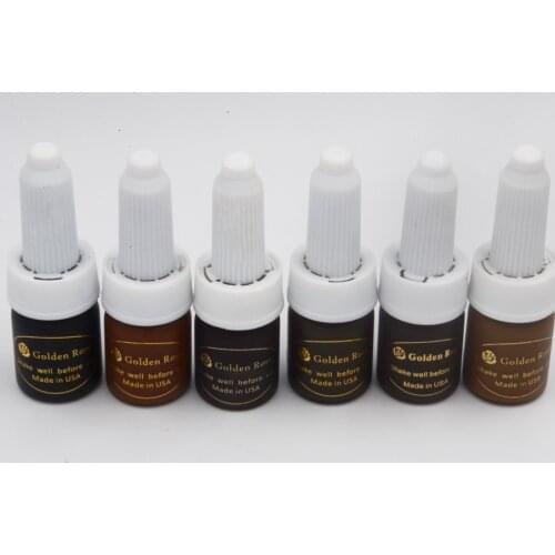 Free shipping 6pc Cosmetic Golden rose tattoo ink & Permanent Makeup Micro Pigment Color