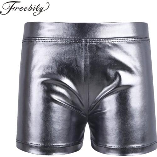 Kids Girls Shiny High Waist Dance Shorts Bottoms Activewear Child Clothes for Yoga Sports Workout Gym Gymnastic Dancing