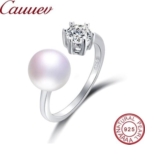 Cauuev 2018Wedding rings for women AAAA High Quality 100% Natural Pearl Rings Engagement Jewelry For women Accessories fine gift
