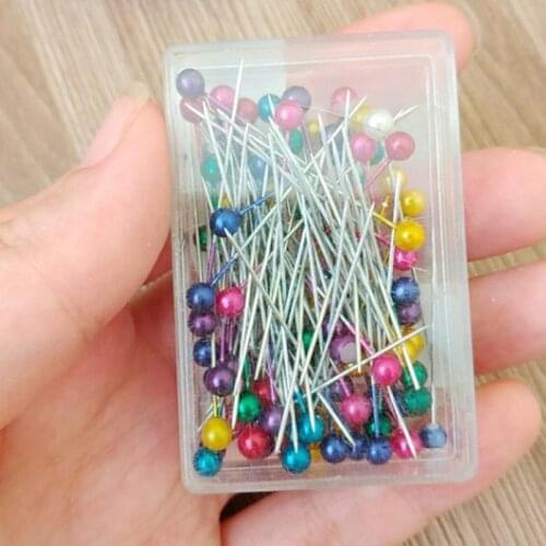 Hot 100PCS/lot Sewing Pin Tools Weddings Corsage Round DIY Colorful Sewing Pearl Head Dressmaking Pins Florists
