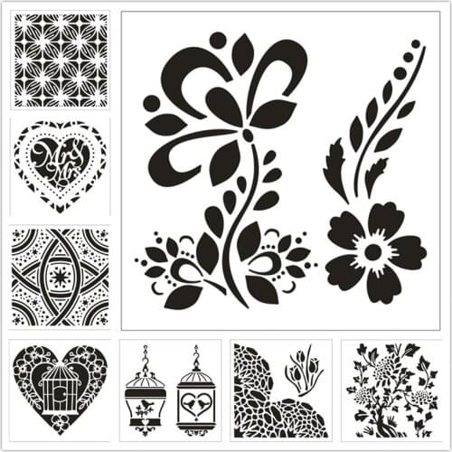 Love Birdcage Scrapbooking Manual Painting Template Hollow Spray Masked Version Spray Pattern Drawing Hollow Template Lace Ruler