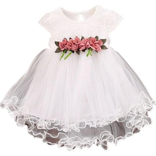 Cute Baby Girls Summer Floral Dress Princess Party Tulle Flower Dresses Toddler Infant Girls Mesh Tutu Dress 0-3Y Clothing