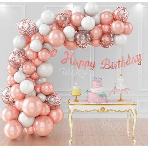 Rose Gold Balloon Arch Garland Kit Clear Premium Latex Balloons Wedding Bridal Baby Shower Birthday Bachelorett Party Decoration