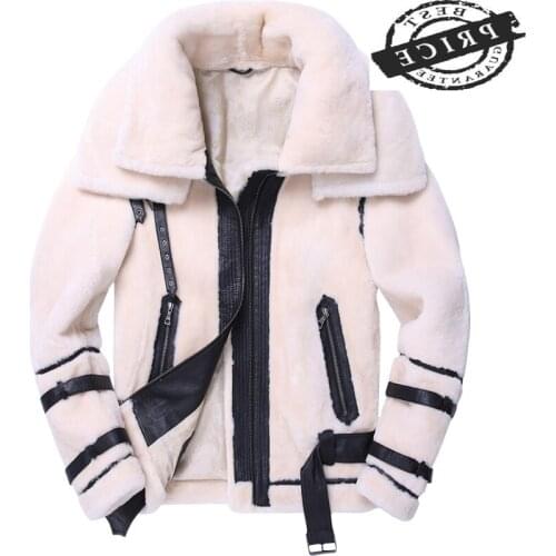 Real Fur Natural Coat Winter Men Clothes 2021 100% Genuine Leather Jacket Sheep Shearling Bomber Jackets Coats Hiver a22