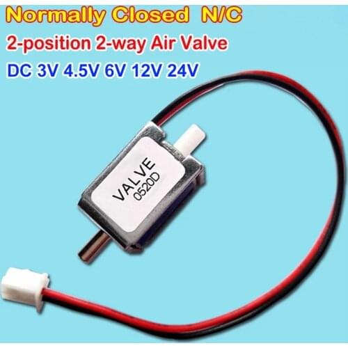 1PCS DC 3V 4.5V 6V 12V 24V Normally Closed N/C Electric Solenoid Valve Air Valve Small Mini Control Vent Valve for Gas Air Pump