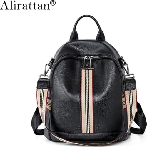Alirattan 2021 New Cowhide Backpack Bag Large Capacity Women Genuine Leather Shoulder Bag Trendy Female Shopping Travel Bag K256