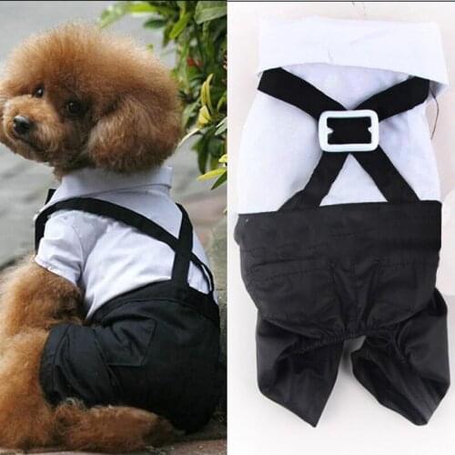Pet Dog Clothes Puppy Apparel Puppy Dog Four Legs Coats Jackets Jumsuit Western Style Suit Bow Tie Small Dog Custome