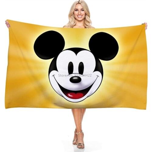 3d Mickey Mouse Head Pattern Beach Towel for Adult Childrens Gift Cartoon Microfiber Bath Towels Swimming Pool Swimming Towels