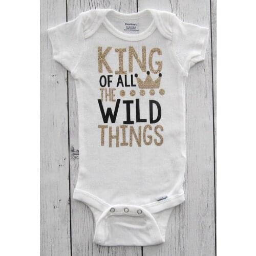 Custom King of all the Wild Things 1st birthday baby shower bodysuit onepiece romper Outfit New Year party favors Photo Prop