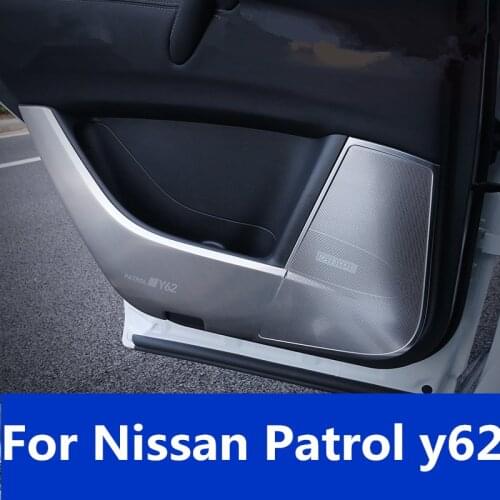 Car door anti-kick plate anti-kick pad stainless steel door speaker ring anti-kick decorative frame For Nissan Patrol y62