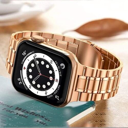 Luxury watchbands for iwatch band series 6 5 4 3 44mm 40mm 42mm 38mm for apple watch se strap Upgraded Stainless Steel Bracelet