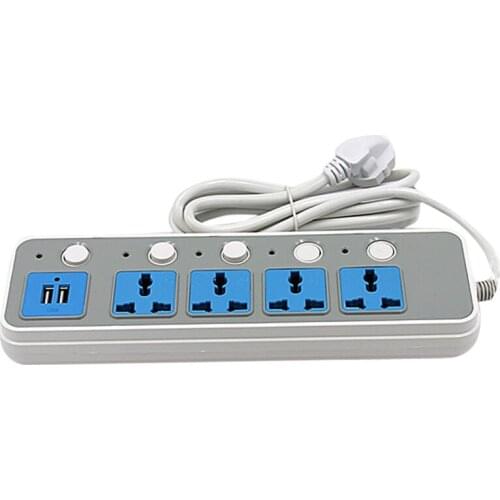 Power Strip Surge Protector With 4 USB And 4 Outlets Ports 5 Switch 6.5 Feet Extension Cord 3000W 16A For Home
