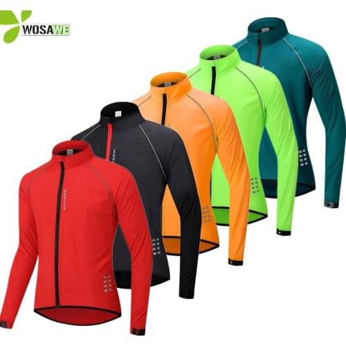 WOSAWE Waterproof Windproof Cycling Jacket Bike Bicycle Windcoat Reflective Outdoor Sports Windbreaker Long Jersey MTB Wind Coat