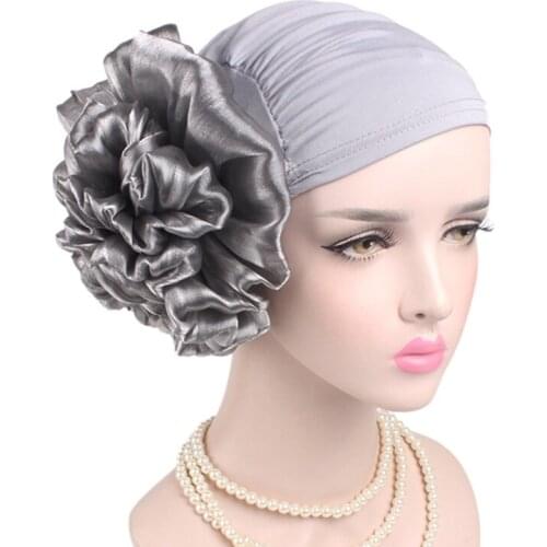 Hats For Women Muslim Pleated Flower Cancer Chemo Hat Beanie Scarf Turban Head Wrap Cap womens Hats Bonnet Femme