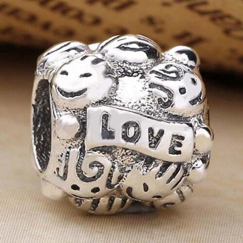 Original Vintage Family Love Beads Fit 925 Sterling Silver Bead Charm Women Bracelet Bangle DIY Jewelry