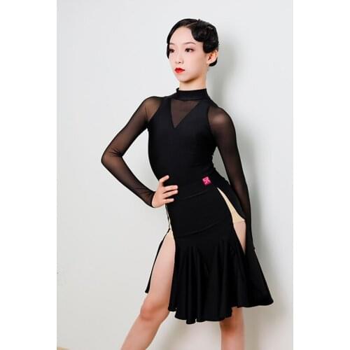 2020 New Latin Dance Practice Wear Short Sleeve Top Tassel Skirts Latin Dance Competition Dance Dress Performance Wear DQS4721