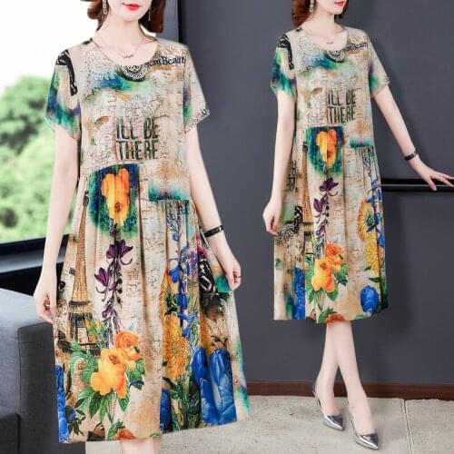 2021 Vintage Korea Floral Chiffon Beach Midi Dresses Summer Casual 4XL Plus Size Women Sundress Elegant Bodycon Party Vestidos