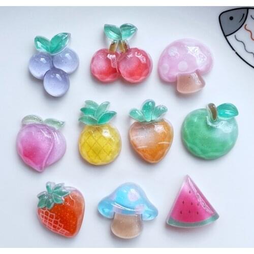 10/20Pcs Resin Lovely Mixed Transparent Fruit Series Flatback Cabochon Scrapbook Kawaii DIY Embellishments Accessories K71