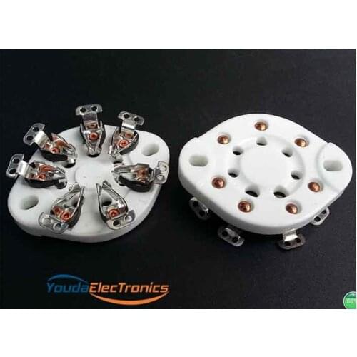 2pcs Silver Plated 7pin Ceramic Vacuum Tube Sockets for 1625 FU25 826 832 HIFI tube amplifier DIY