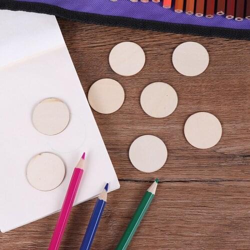50pcs DIY Natural Blank Wood Pieces Slice Round Unfinished Crafts Wooden Discs