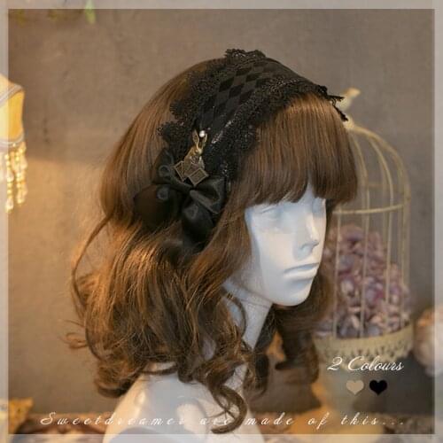 Alice,The God of Gamblers Handmade Vintage Lace Hairband KC Bows Trim Elegant Lolita Sweet Daily Headband Headwear