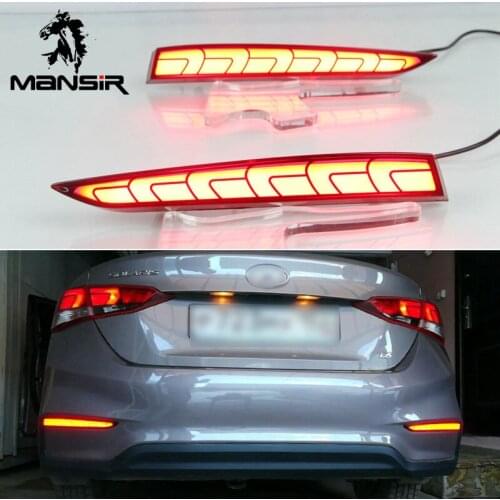 Car LED Rear bumper light Rear Fog Lamp Auto Brake Reflector For Hyundai Solaris Accent 2017 2018 2019 Back Lights Brake Lights