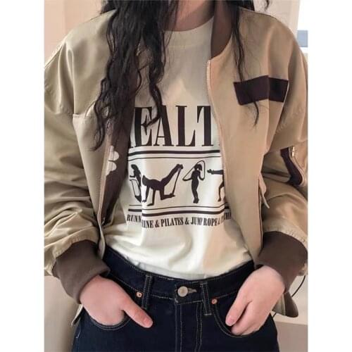 Healthy Life Funny Printed White Cotton T shirt Plus Size Short Sleeve Casual Tops Round Neck Graphic Aesthetic Sport Lover Tees