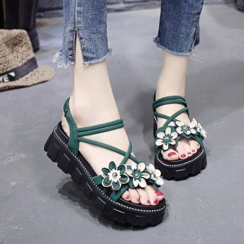Fairy Style INS Student Sandals Thick Bottom Casual Comfortable Flower Princess Shoes Cute Womens Shoes Tide Comfortable Shoes