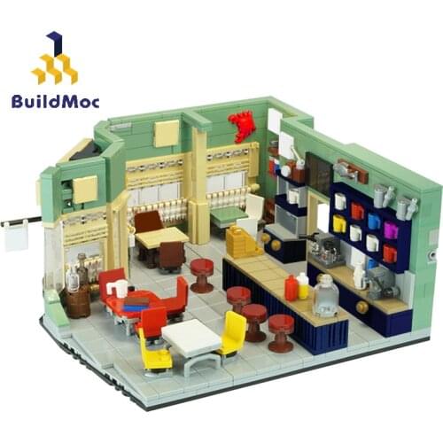BuildMoc Friends For Girl Creator Expert Restaurant MOC Movie Gilmore Girls Lukes Diner Building Blocks Bricks Friend House Toy