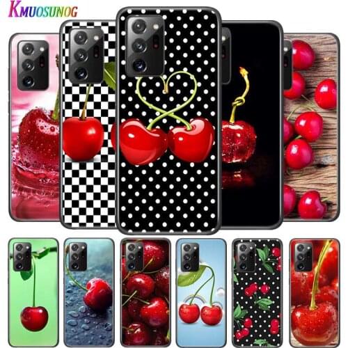 Cherry Fruit Sweet for Samsung Galaxy Note 20 S20 FE Lite Ultra 10 9 8 Pro S10E S10 5G S9 S8 S7 S6 Plus Black Phone Case