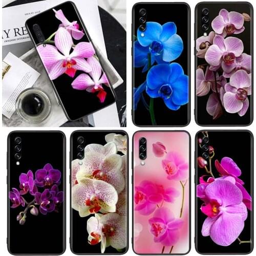 Orchid Flowers for Samsung Galaxy A90 A80 A70 A60 A50 A40 M30 A20E A2Core A10S A10E Soft Black Phone Case
