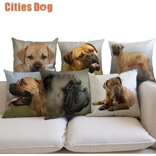 Animal Dog Decorative Cushion Pillows cojines linen Bullfighting mastiff 45cm throw Car sofa Pillow Cushions