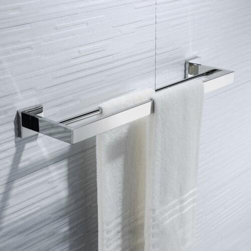 Double Towel Bar Bathroom Hotel Style Wall Mount Hanging Towel Rack Stainless Steel Towel Rail Chrome Finish