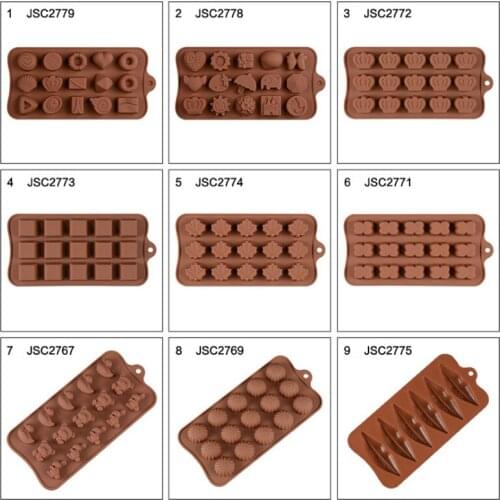 Chocolate Mold Polycarbonate Silicone Non-stick Handmade Love Rose Chocolate Ball Mould Baking Cake Jelly 3D DIY Mould 18 Shapes