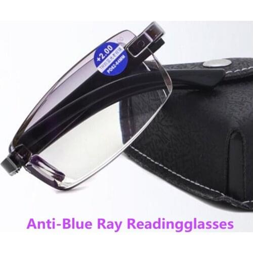HD Gradient Gray Rimless Anti-Blue Ray Readingglasses UV400 Lightweight TR90 Foldable Unisex Reader +1 --- +4 -0.50 Step