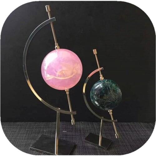 Crystal Ball Silver Metal Stand Quartz Minerales Gemstone Healing Feng Shui For Home Decoration