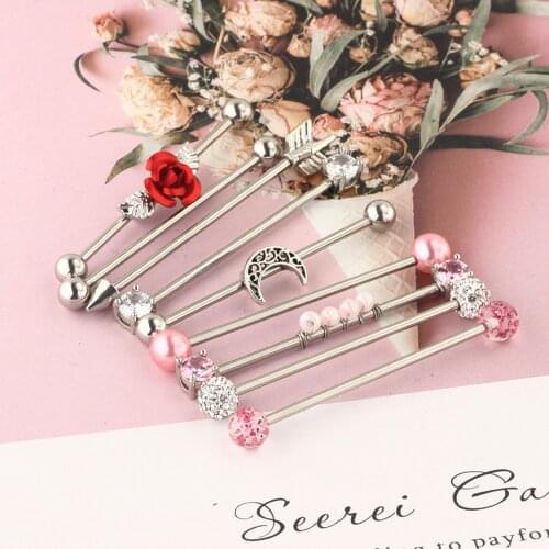 Industrial Barbell Earrings Scaffold Piercing Stainless Steel for Women Men