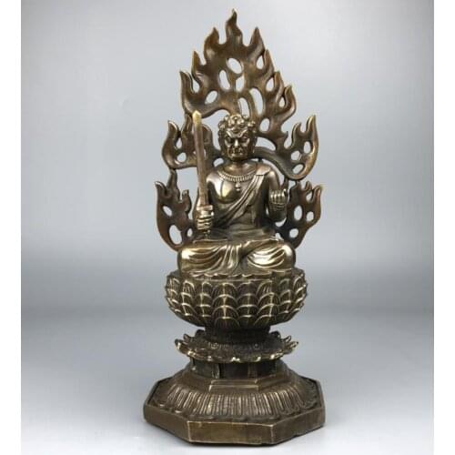 China brass archaize flame Buddha crafts statue