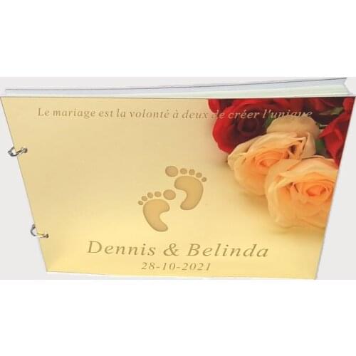 Diamond Ring logo Acrylic Mirror Guest Book Personalized Name and Date Guestbook Custom Wedding Decoration Party Supplies