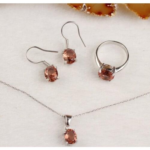 Oval Zultanite Jewelry Set, Woman Delicate Silver Zultanite Ring + Necklace + Earrings, Handmade Woman Silver,color changing