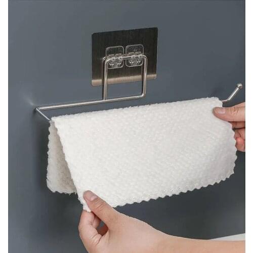 27cm Kitchen Rag Paper Storage Rack Holder Hanger Tissue Roll Towel Rack Bathroom Toilet Sink Door Hanging Strong Stainless Hook