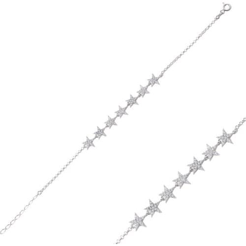KUTAYDAN 925 Sterling Silver Zircon Star Bracelet